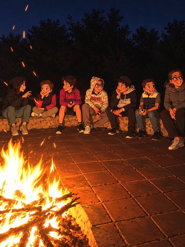 Fogata nocturna en Ojo Ciego Camp