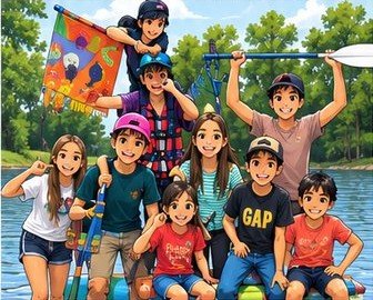 Grupo con bandera