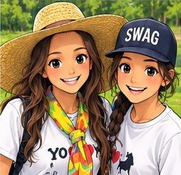 Amigas con sombrero