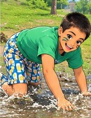 Niño en la lodada