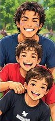 Papá con sus hijos